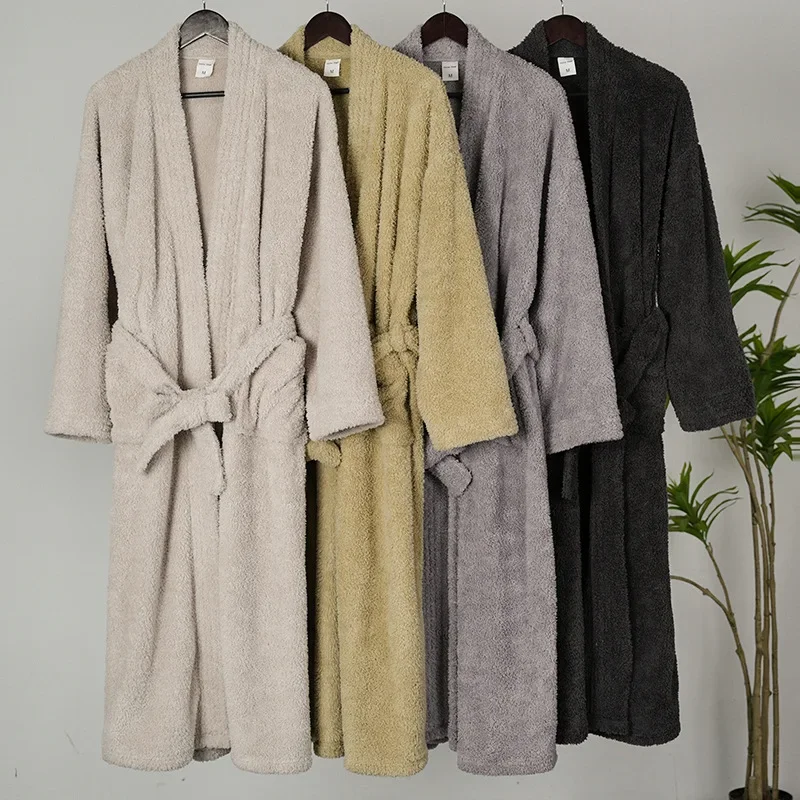 

Women's Fleece Plush Kimono Robe Pajamas Lengthened Thick Fashion Winter Flannel Bathrobe Comfortable And Thick Sleepwear Robe