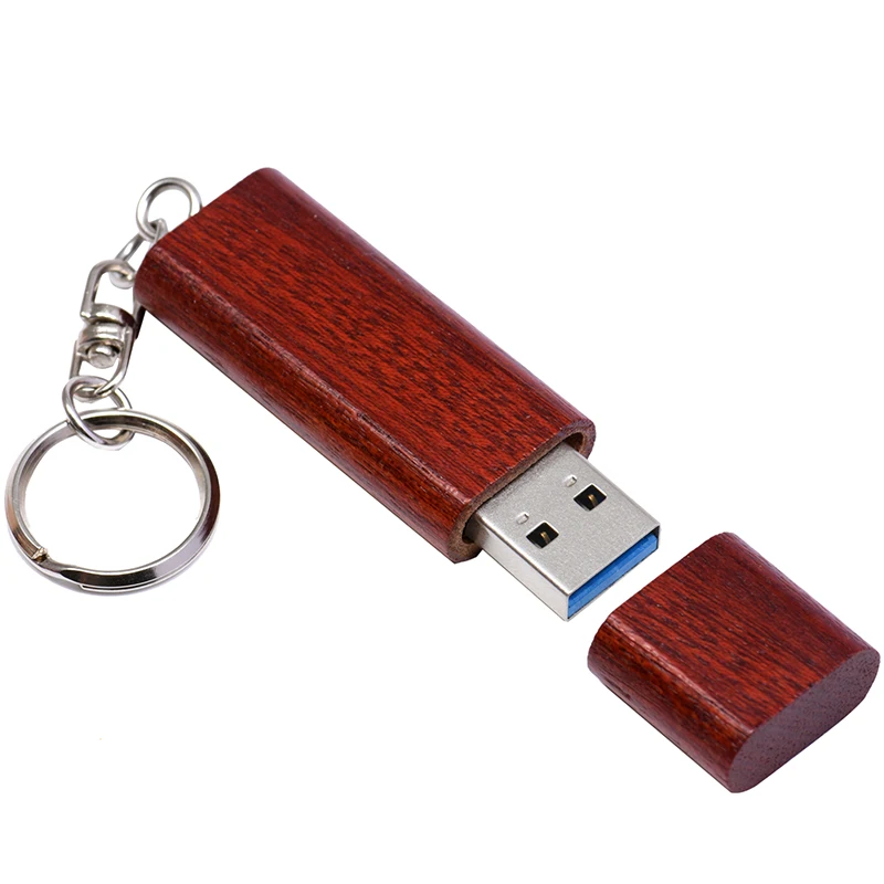 1PCS Free Custom Logo USB 3.0 Flash Drive Key Chain Pen Drive 64GB Wooden Bamboo Pendrive High Speed Memory Stick Creative Gift