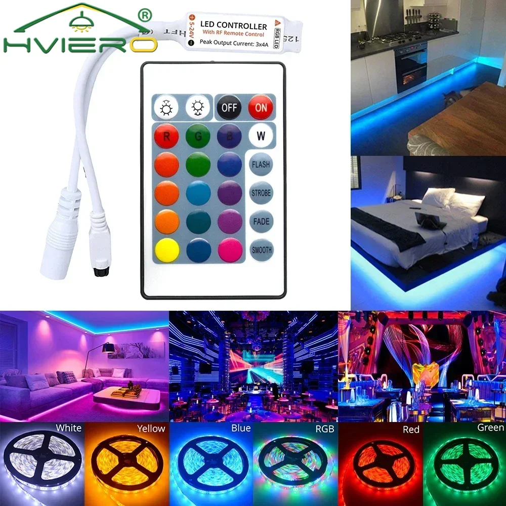 

Mini LED Light Strip Controller IR Remote 24key RGB Receiver Dimmer switch for 2835 5050 Neon Holiday Atmosphere Decoration Lamp