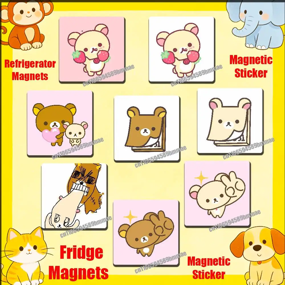 

For Cartoon R-Rilakkuma Bear Fridge Freezer Refrigerator Magnets Metal Cabinet Magnetic Sticker Cover Home