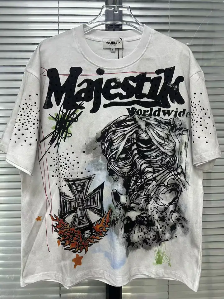 Trendy MAJESTIK T-shirt Men Women Street White Splash ink graffiti