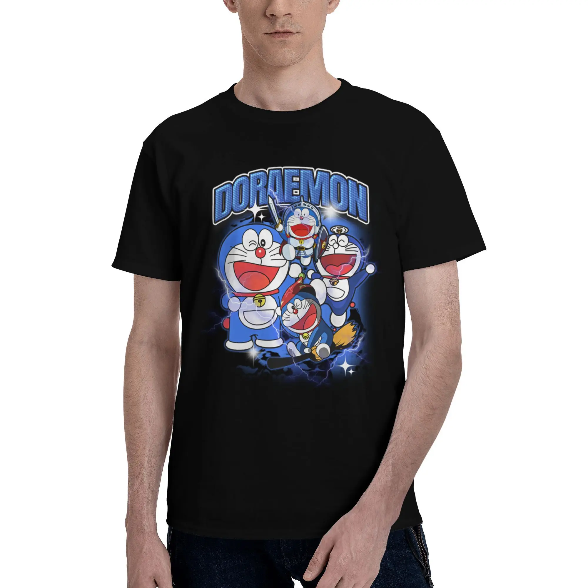 

Custom D-Doraemons Cartoon Men T Shirt Pre-shrunk Cotton Tees Tshirt Short Sleeve Fashion T-shirt Clothing