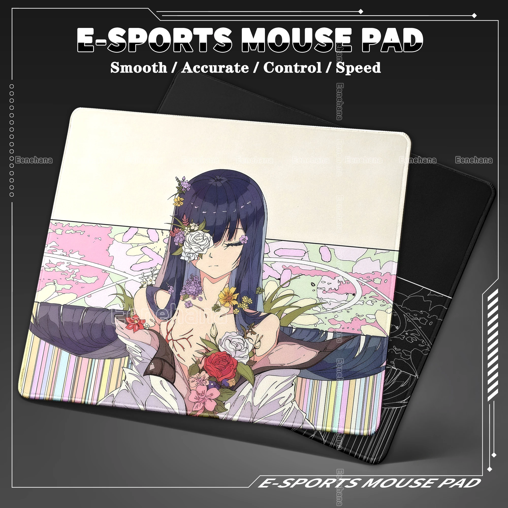 防水ゲーミングマウスパッドアニメガールマウスパッド-eスポーツゲームのfps用-xxl-デスクアクセサリー-フラワーアートマウスマット-オフィスカーペット