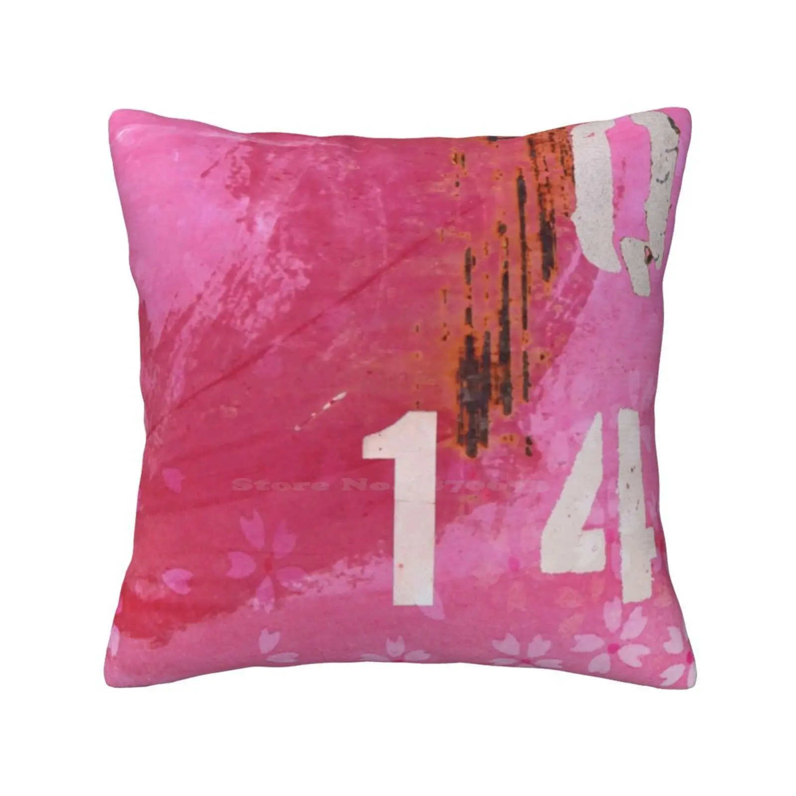 Trashed , Scratched , Rusted And Dented-Q 14 Pink Funny Cute Decor Square Pillowcase Abstract Faded Pink Scratched Rusted