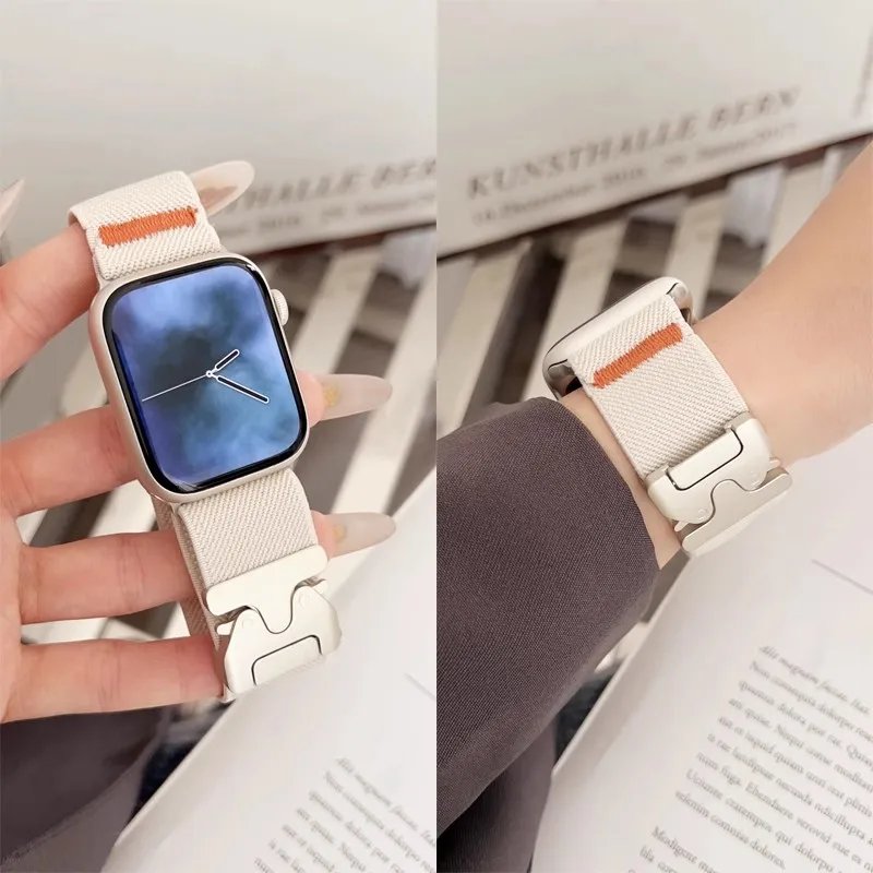 Elastic Nylon Strap for Apple Watch band Ultra 2 49mm 46-42-45mm 41-44mm parachute buckle Bracelet IWatch Series 10 9 8 7 6 SE