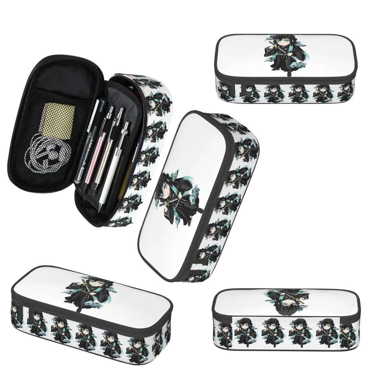 Chibi névoa pilar muichiro tokito lápis caso para studen escola caneta caixa saco de lápis artigos de papelaria caneta titular saco