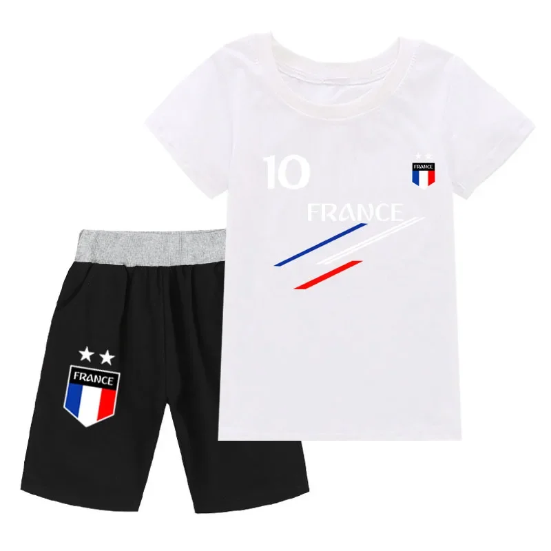 New Summer Kids Clothes Baby Boys France Football 10 MBP Tracksuit 2Pcs Children Boy Sports suit Outfits Short Sets