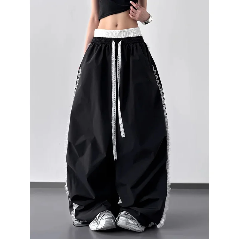 

2026 American Rock Personalized Splicing Breathable Wide Leg Pants
