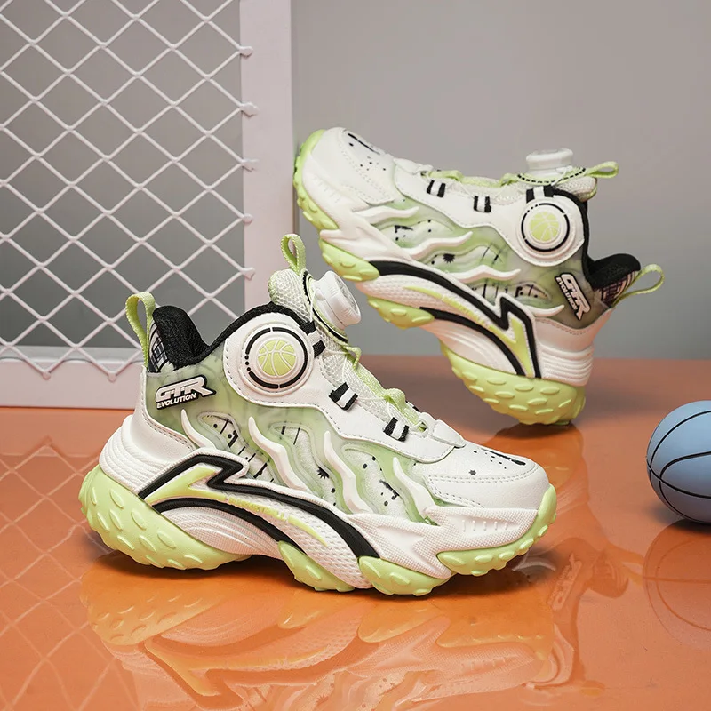 

2025 детские баскетбольные кроссовки, кроссовки для мальчиков, модные легкие детские школьные кроссовки из трикотажной ткани, повседневные детские теннисные кроссовки