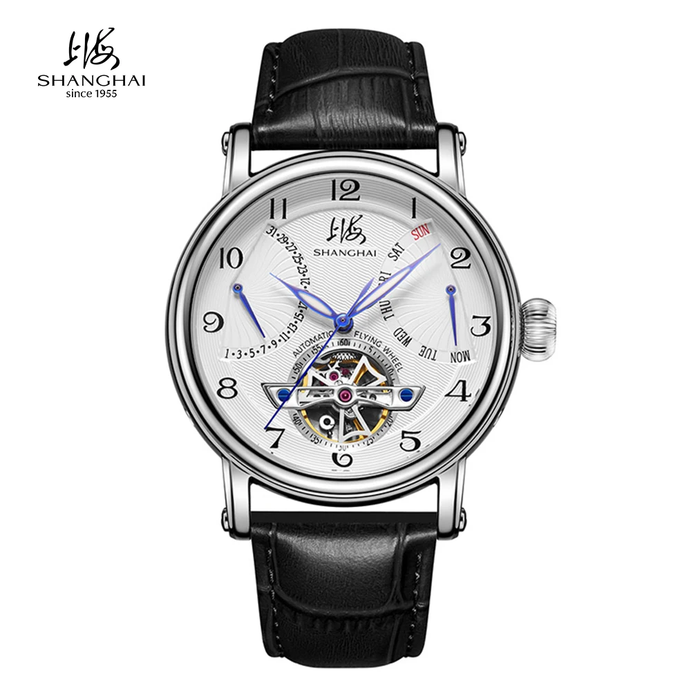 

Shanghai Watch Multi-Function Men's Mechanical Watch 41mm Automatic Watches Calendar Sapphire Crystal Wristwatch Business S8924