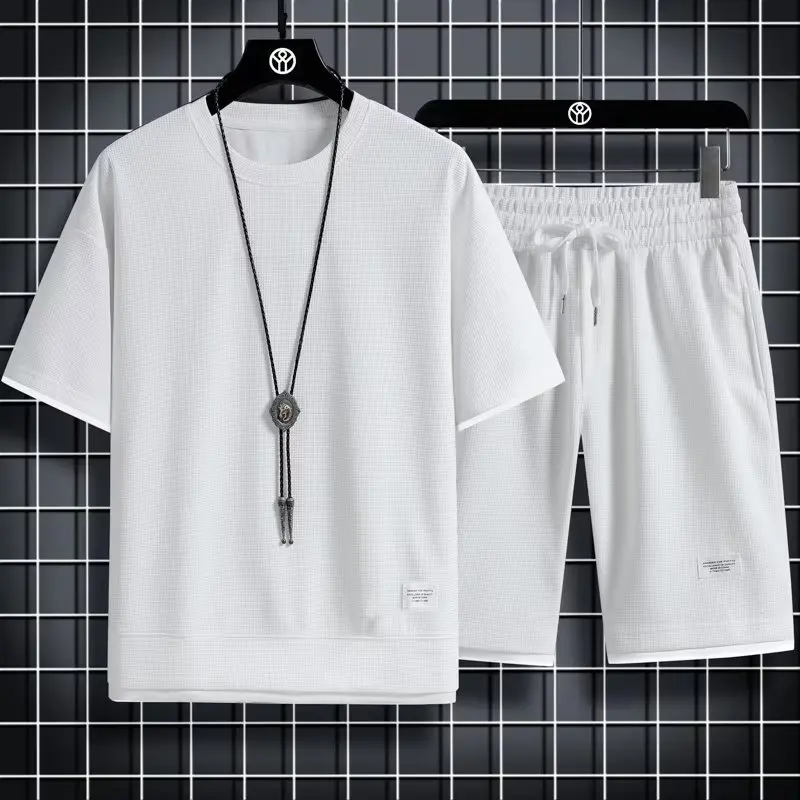 

Summer Ice Silk Short Sleeve Sportswear Set for Women Thin Casual Sportswear Shorts Pants Combo Breathable Lightweight