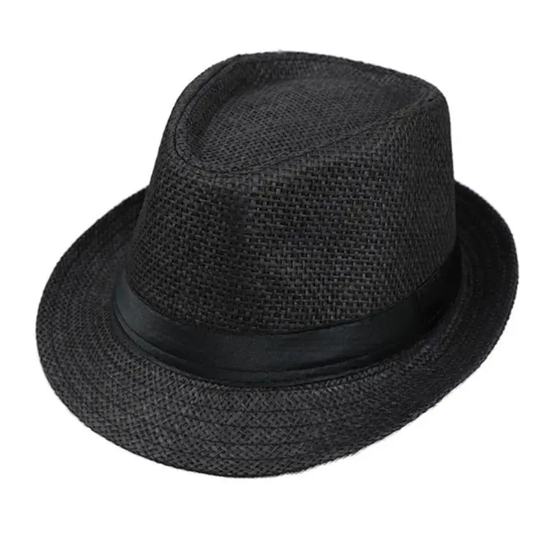 39BD Outdoor Gentlemen Hat Straw Weaving Fedoras Hat Teens Festival Proms Hat