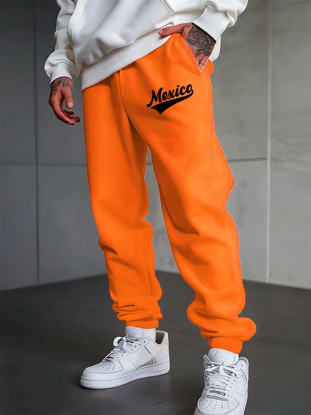 

Мексиканские спортивные штаны с буквенным принтом, мужские повседневные брюки для бега, флисовые теплые брюки с эластичной резинкой на талии, зимняя мужская спортивная одежда с карманами