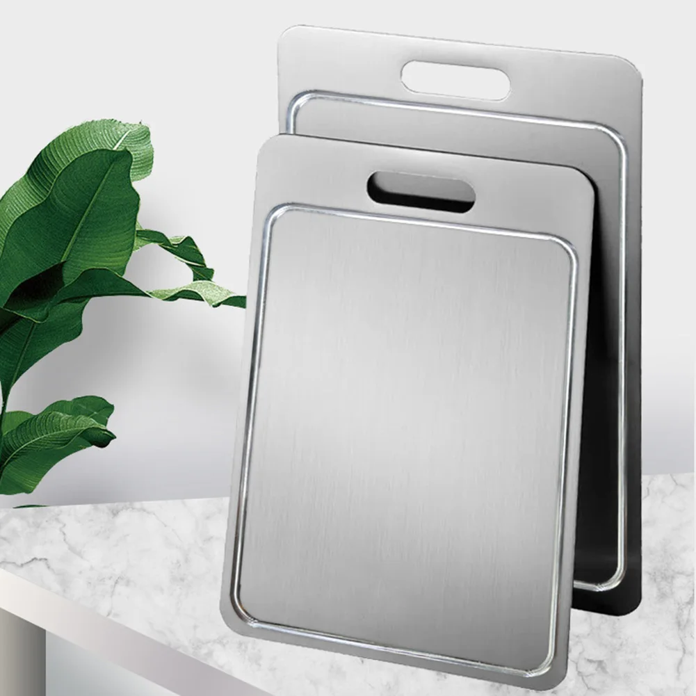 304 Stainless Steel Cutting Board Metal Chopping Board Food Grade Built-In Juices-Groove Kitchen Board Home Cooking Preparations