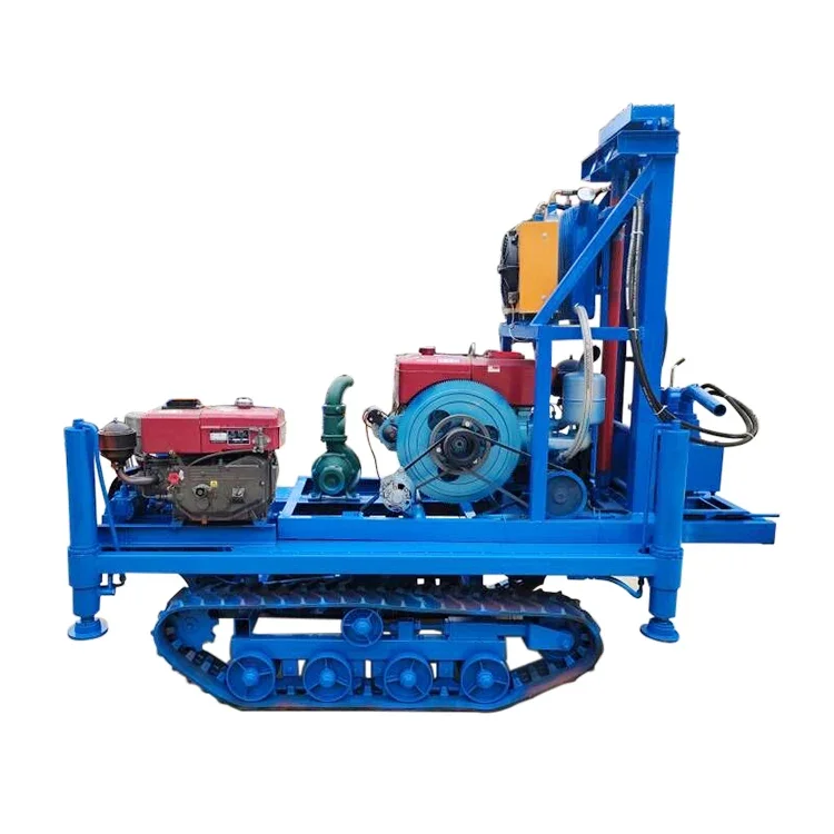 China Cheap Portable 200 Meters Mini Water Well Drilling Rig Swivel  Hydraulic Diesel Crawler Rig Factory Sale