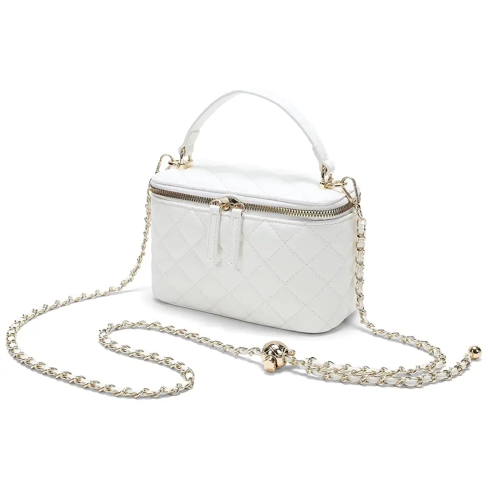 

Small Crossbody Purses for Women Vanity Purse with Mirror Mini Quilted Box Bags with Chain Strap