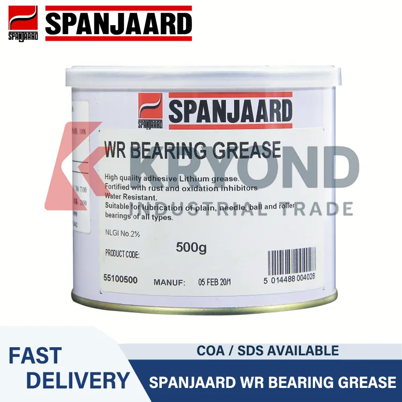 SPANJAARD WR Bearing Grease 500g Water Resistant Lithium Grease Multipurpose Lubricant for Bearings Pumps and Marine Equipment