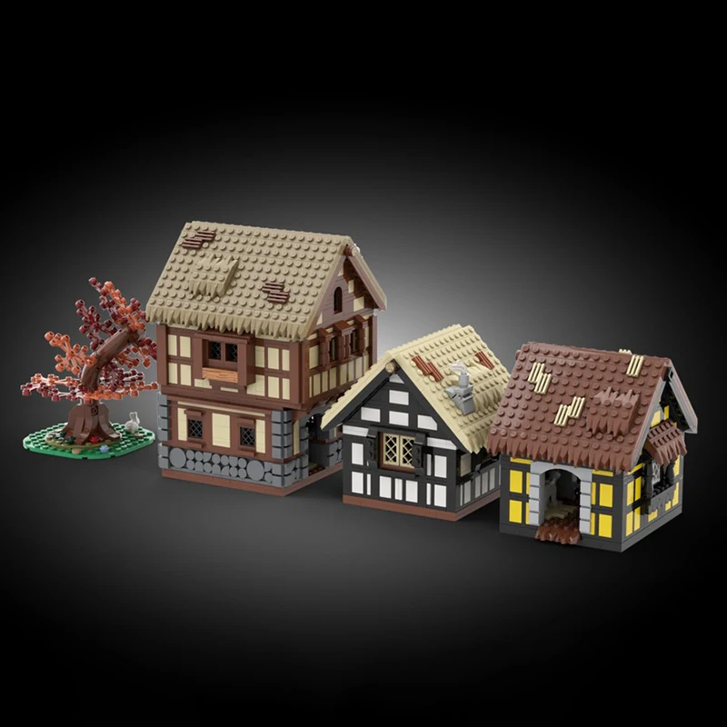 Spot MOC-198831 Small Medieval House Diorama Small Particle Assembled Building Block Building Model Toy