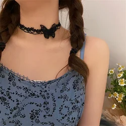 Simple Lace Butterfly Choker for Women Sexy Black White Lace Necklace Fashion Lady Neck Jewelry Accessories Collar