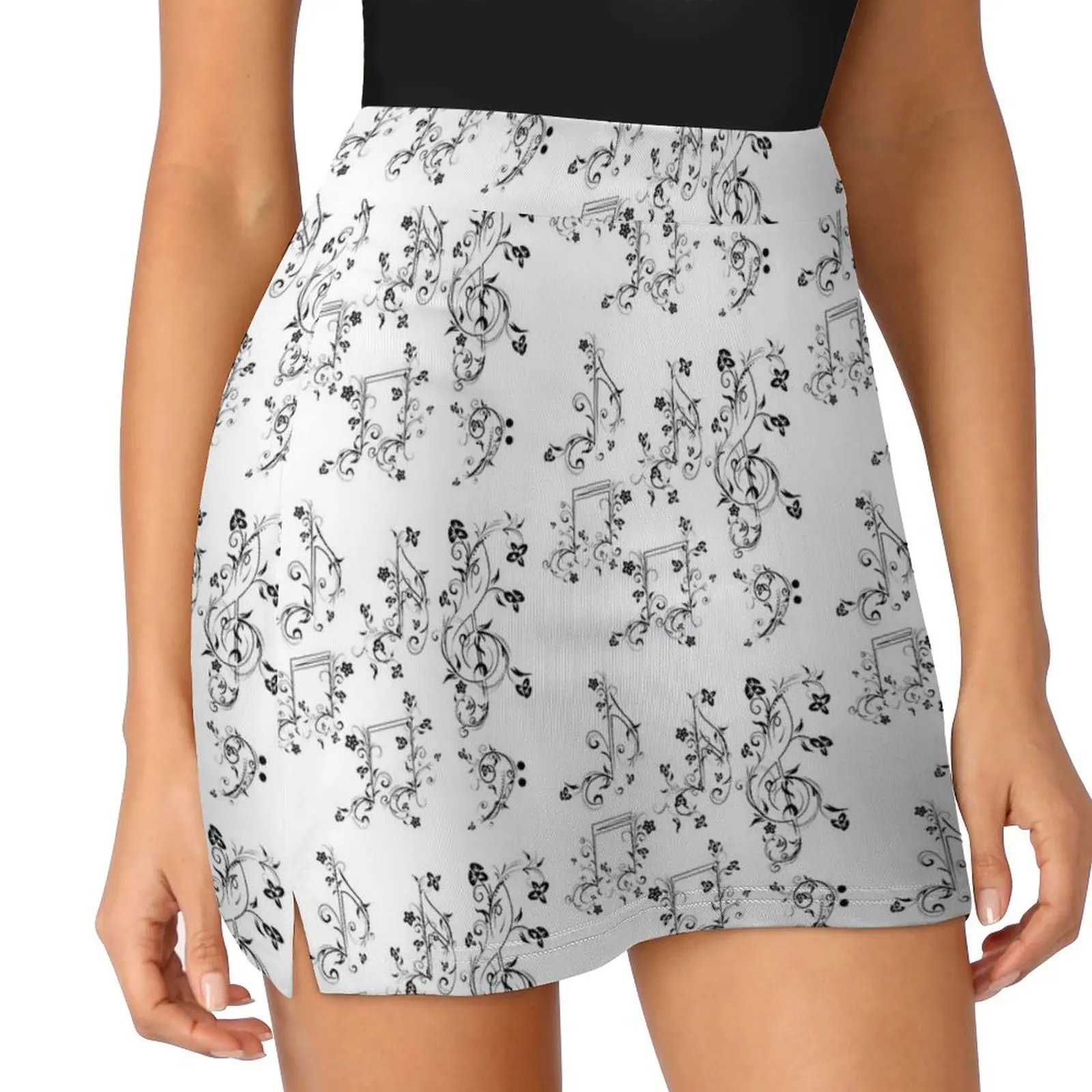 Floral Music Notes Mini Skirt Woman clothing women's clothing trend 2025