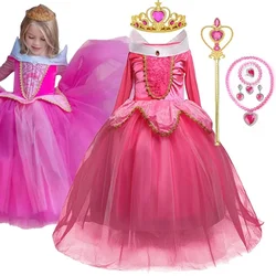 Girls Sleeping Beauty Aurora Cosplay Princess Dress Halloween Costume for Kids 4-10 Years Children Carnival Party Clothings