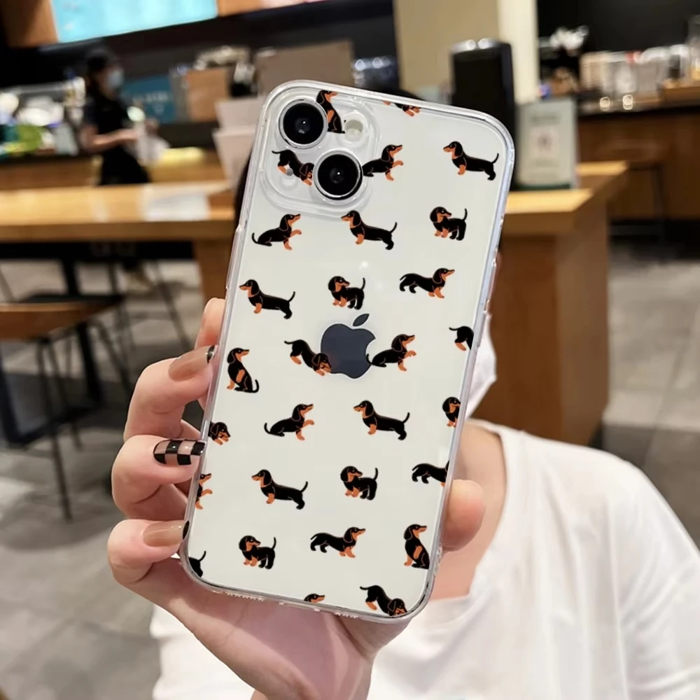 Dachshund Silhouette Dog Phone Case For iPhone 16 15 14 13 12 11 Pro Max XS X XR 7 8 SE Back Cover Clear Funda - náhled 4