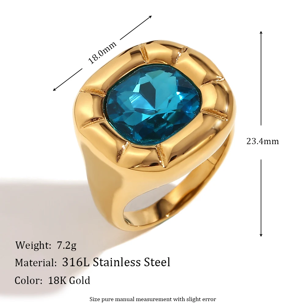 Women's 18K Gold Plated Zircon Rounded Square Necklace Earring Ring Set