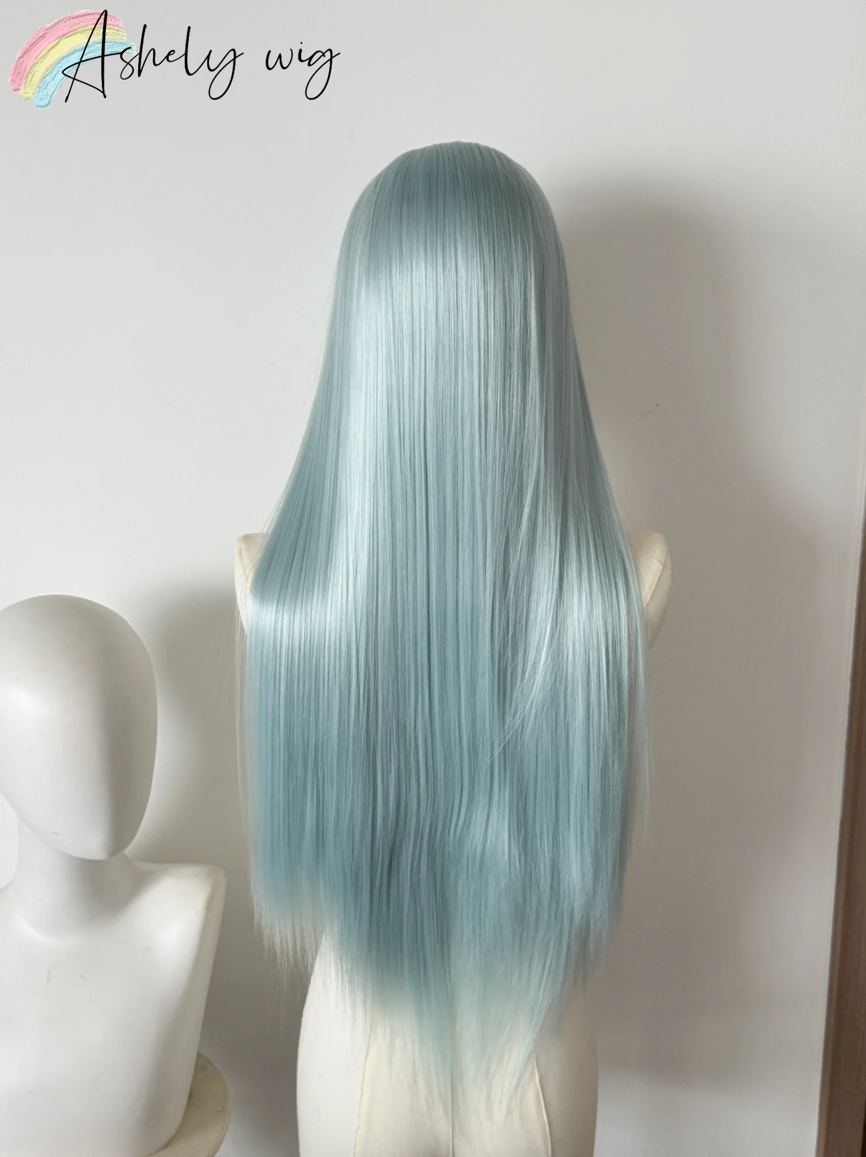Light Blue Lace Front Wig for Women 24inch High Quality Cosplay Wig Heat Resistant Synthetic Lace Wigs for Daily Use Cosplay image 5