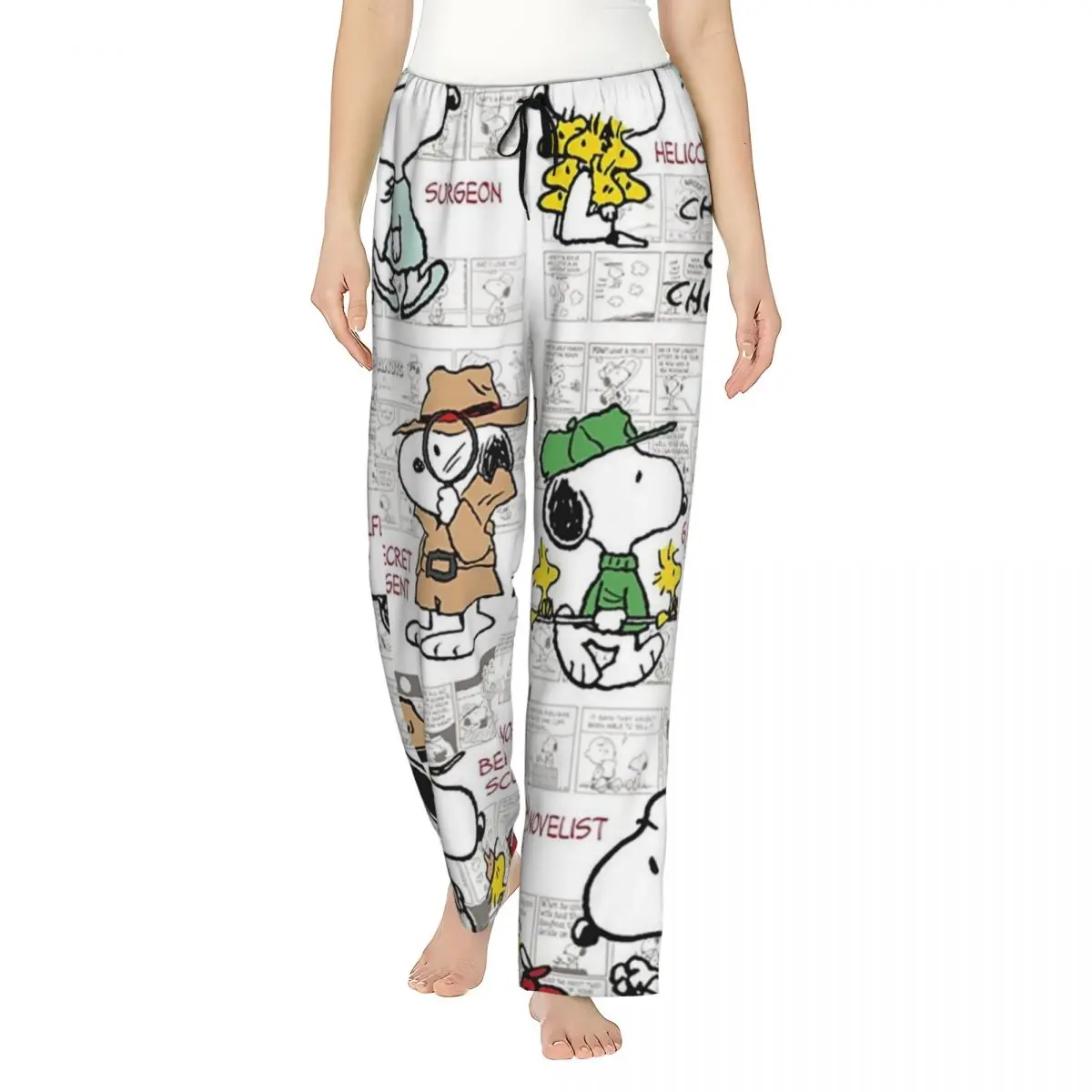 

Custom Cartoon Snoopy Woodstock Animation Pajama Pants Women Sleepwear Lounge Sleep Bottoms Stretch with Pockets