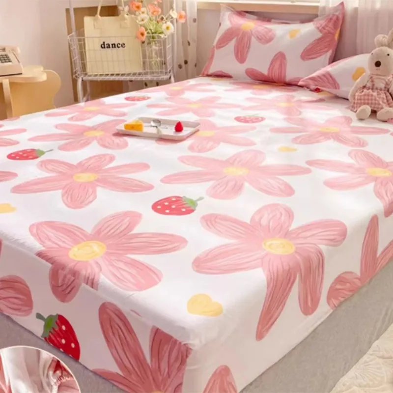 New Product 100% Cotton Printing Bed Mattress Set with Four Corners And Elastic Band Sheets 1pcs Home Textile Fitted Sheet