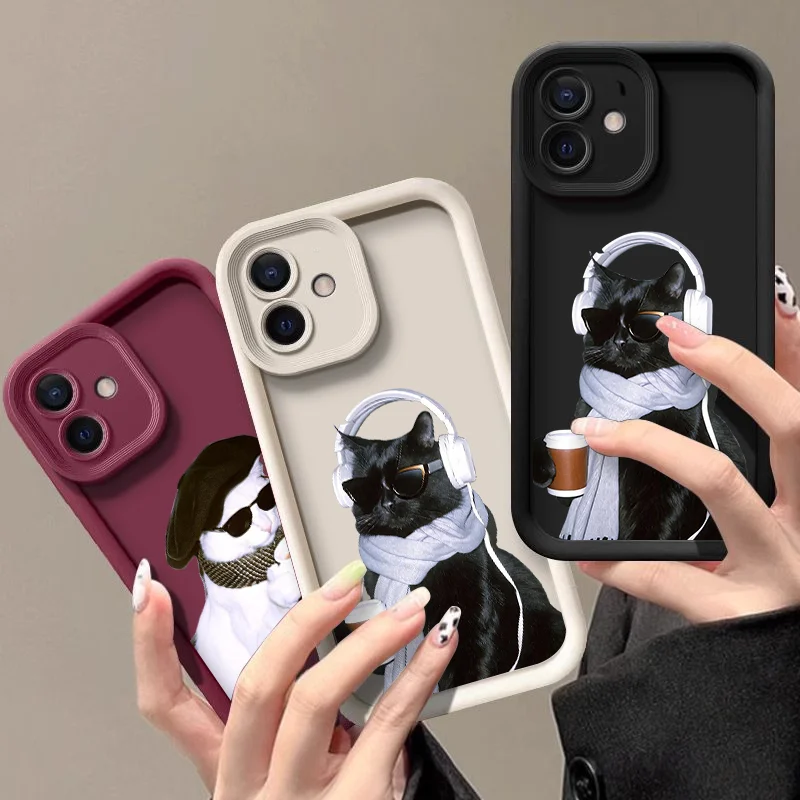 Creative Coffee Black and White Cat Couple Phone Case for OnePlus Nord 15 13 12 11 10 R 4 3 2 CE5 CE4 CE3 Lite ACE2 ACE3 Covers