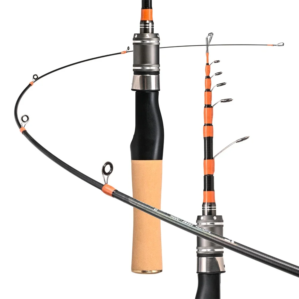 Mini caña de pescar tipo vibración, 4-10lb, 150cm, mango recto telescópico portátil, accesorios para caña de pescar con boca de caballo UL, 1 ud.