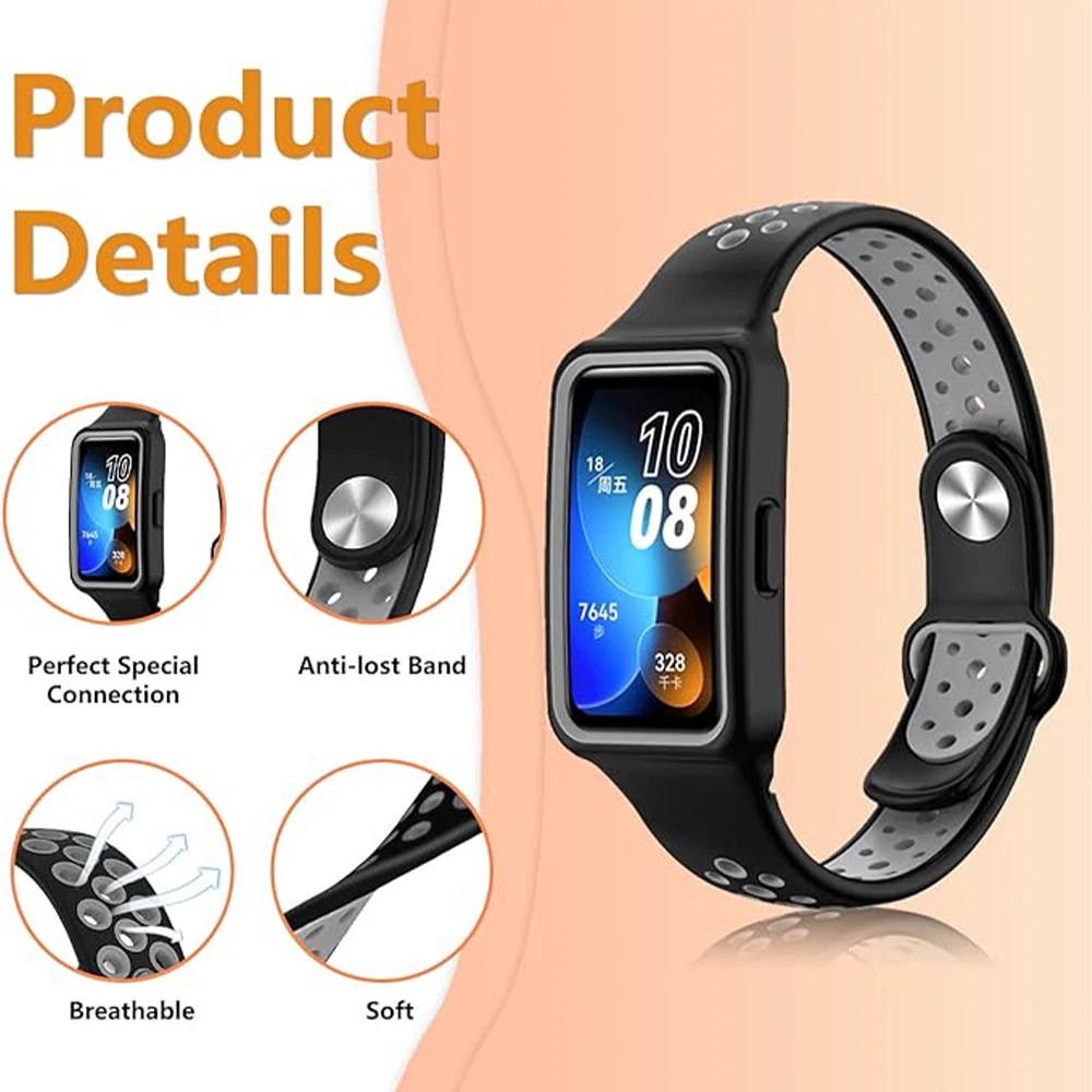 Sport Silicone Strap For Huawei Band 8 7 Smart Watch Replacement Wristband Correa Bracelet Breathable Strap For Huawei Band 8 6