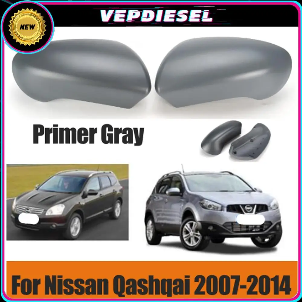 

2Pcs Grey Rearview Mirror Cover Gray Wing Side Mirror Caps Trims For Nissan Qashqai 2007-2014 Replacement Rearview Mirror Cover