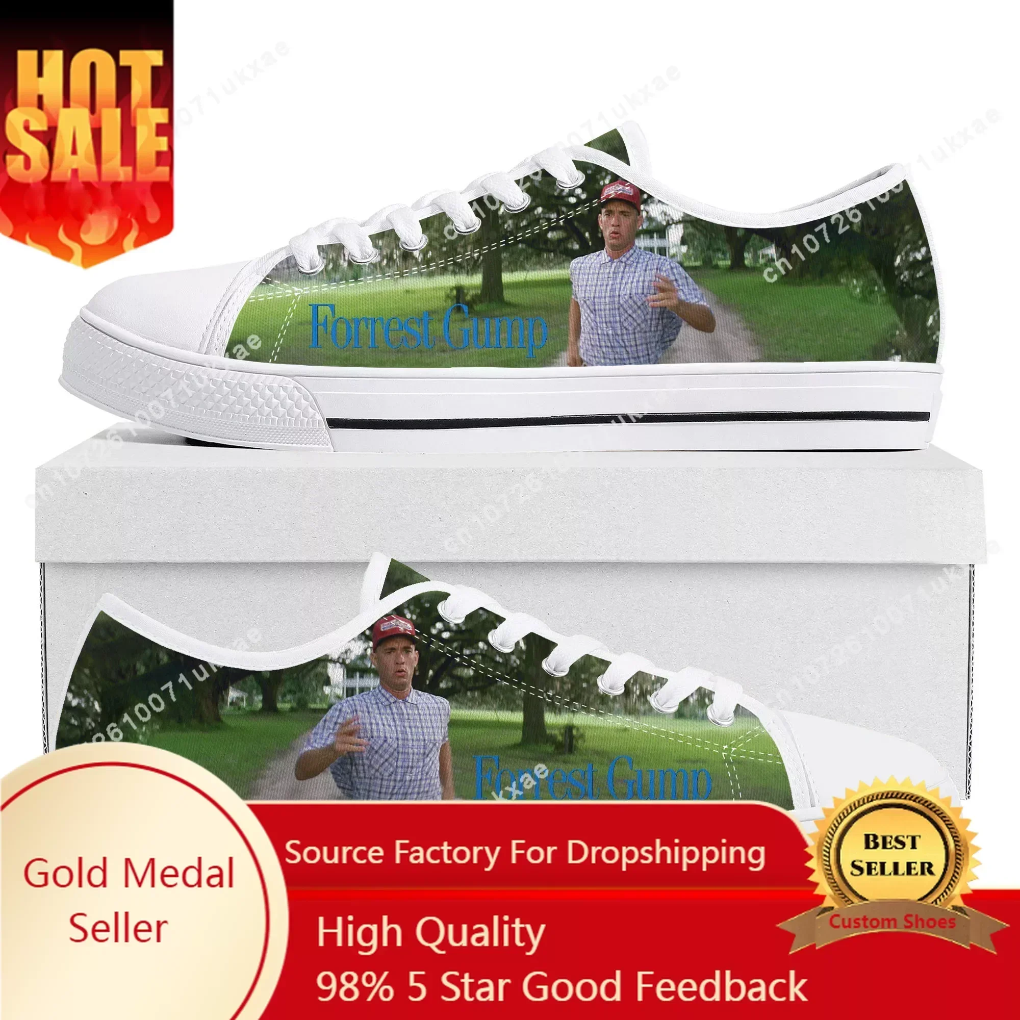 Forrest Gump Movie Tom Hanks Low Top Sneakers Mens Womens Teenager Canvas Sneaker Casual Custom Made Shoes Customize DIY Shoe