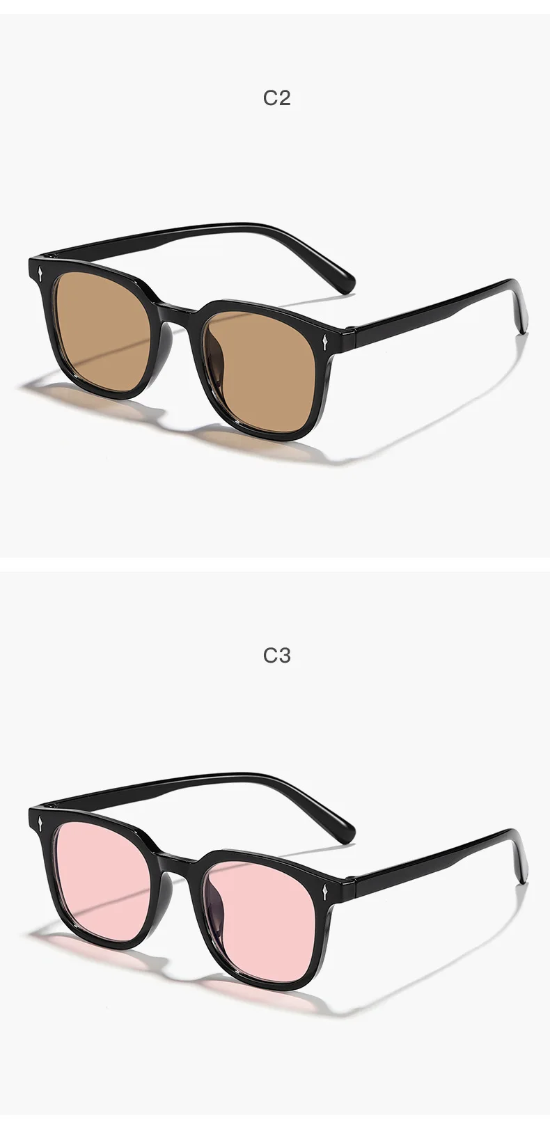Neue Vintage-Sonnenbrille mit quadratischem Rahmen für Damen und Herren, Markendesigner, schwarz, Anti-Bulue-Brille – Detail 10