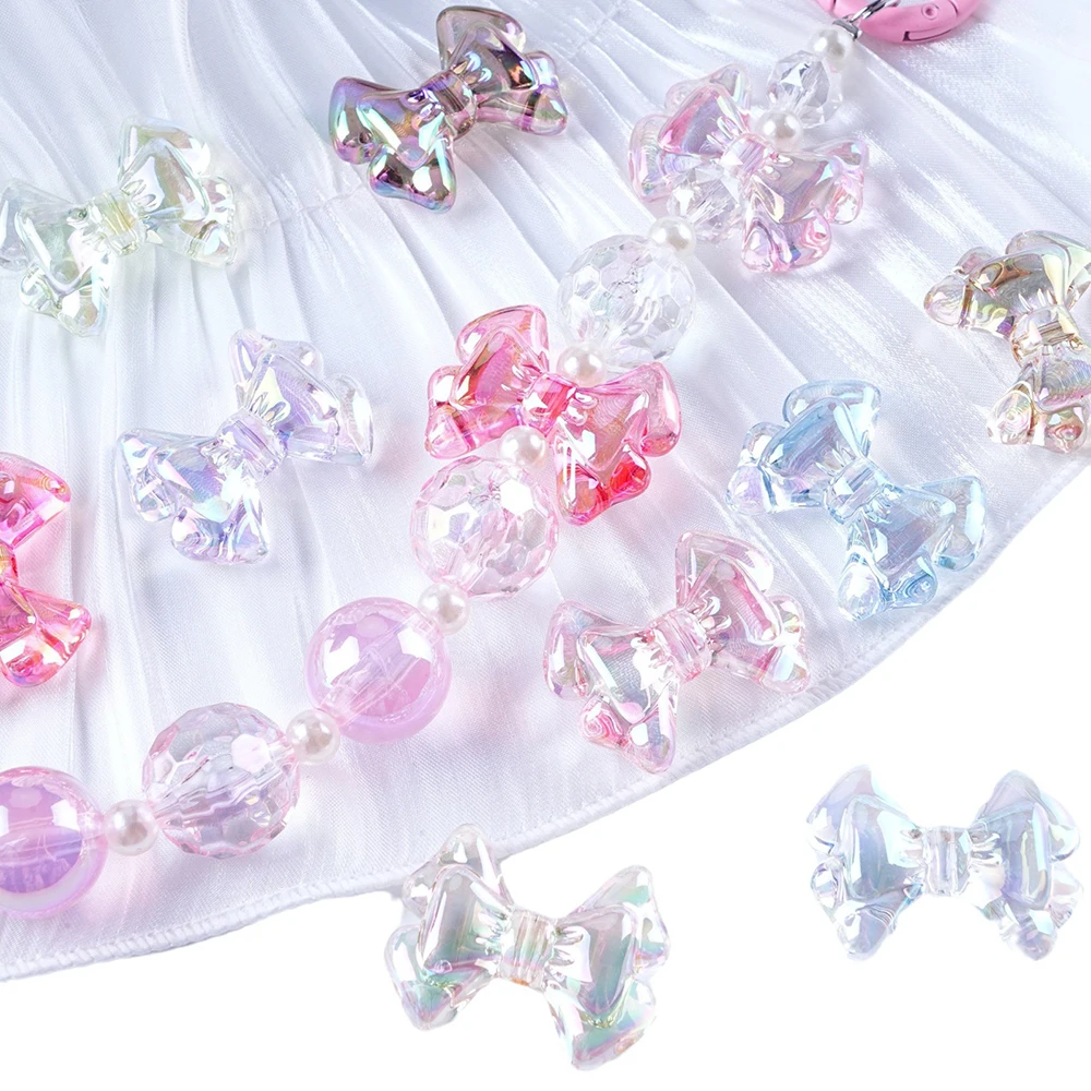 22x28mm UV Transparent Butterfly Bow Acrylic Beads For Jewelry Making Needlework DIY Bracelet Necklace Phone Chain Accessories