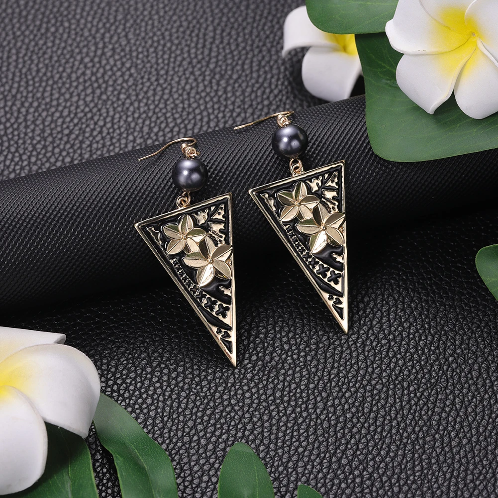 Polynesian Frangipani Drop Bead Earrings Jewelry Woman Hawaiian Dangle Earring Flower Moon Drop Earrings 2022 for Women Girls