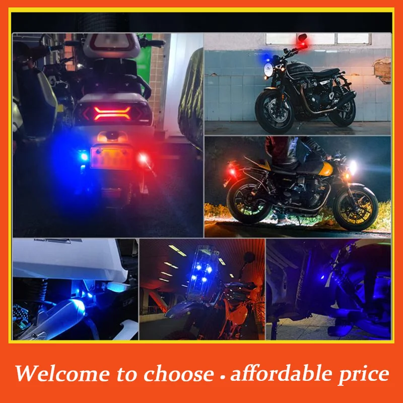 

。CR 2Pcs new Duol Color LED Spotlight Motorcycle LED Mirror Light Warning Flashing Light Running Light For UTV ATV Red Blue 12V