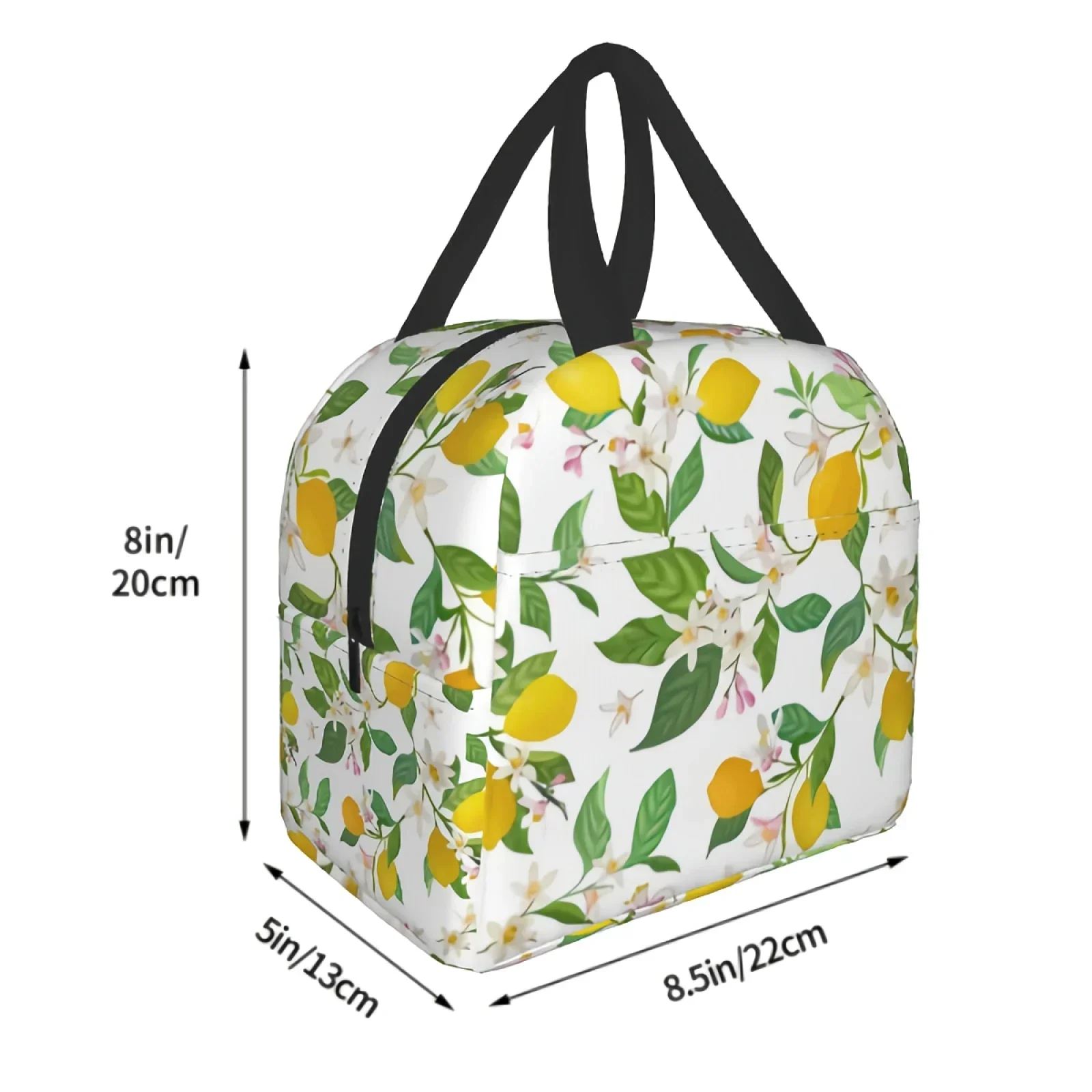 Lemon Tree Insulated Lunch Bag Thermal Lunch Box Containers for Women Men Shopping Office School Picnic