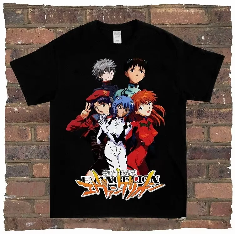 Anime EVA Neon Genesis Evangelion unisex cotton Tshirt O-neck Short sleeve 2026 summer Men's Harajuku Rei Ayanami graphics Tees