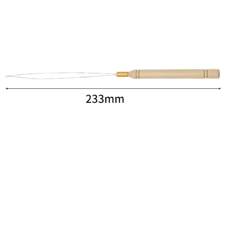 Ago per Extension Capelli con Manico in Legno - usage example