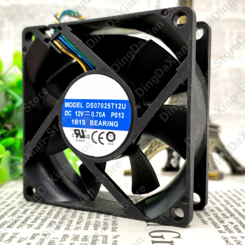 D For AVC DS07025T12U | DC12V 0.70A | 7CM | 4-Wire High Air Volume Chassis Cooling Fan 1PCS