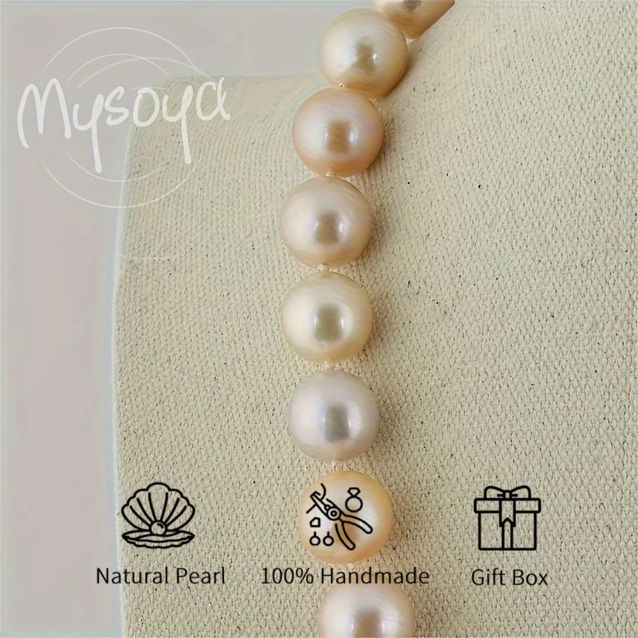 

MYSOYA 10-12mm Simple Edison Candy Pearl Freshwater Necklace With Gift Box Perfect Gift For Wedding Birthday Christmas New Year