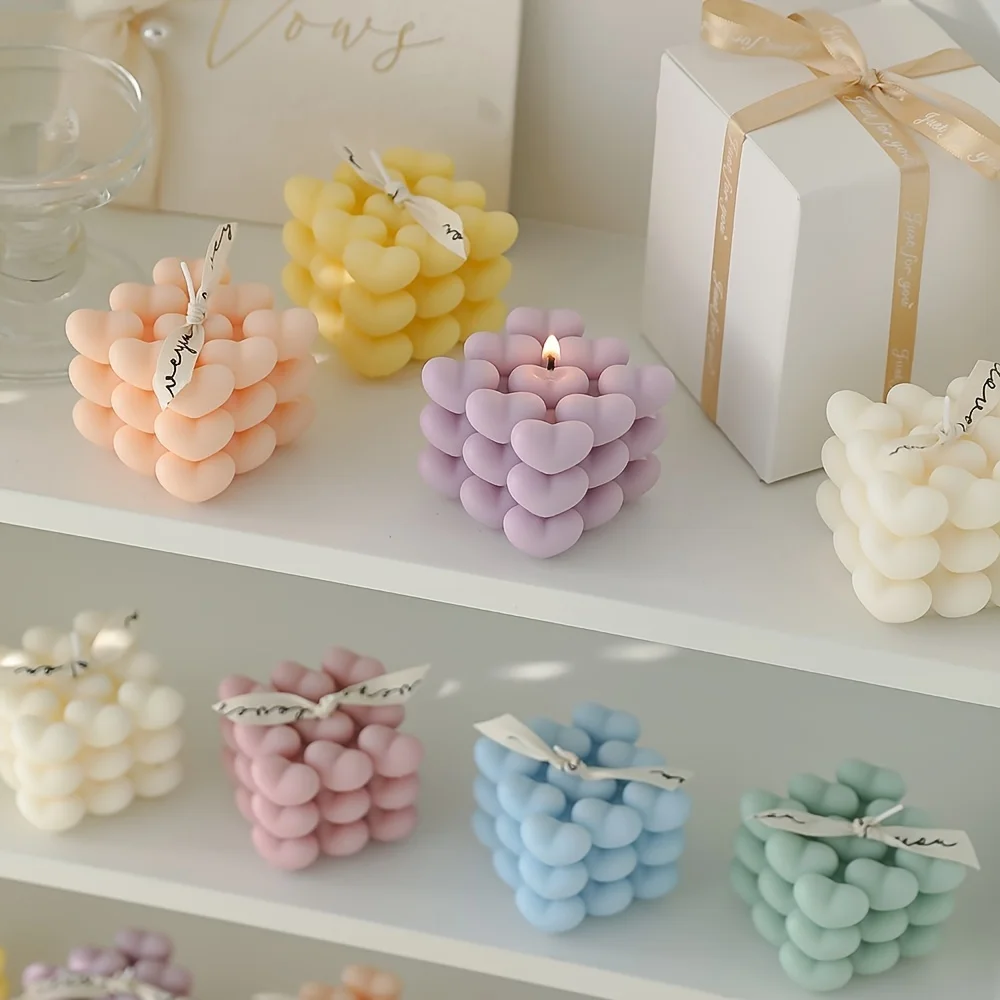 Love Cube Aromatherapy Candle Valentine's Day Wedding Birthday Candle Fragrance Home Creative Handmade Decoration Object Gift