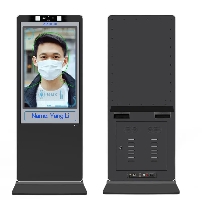 Display Lcd Advertisement Totem CMS Digital Signage Touch Screen Android Indoor 43 49 55 65 Inch Black Kiosk Customized 6mm