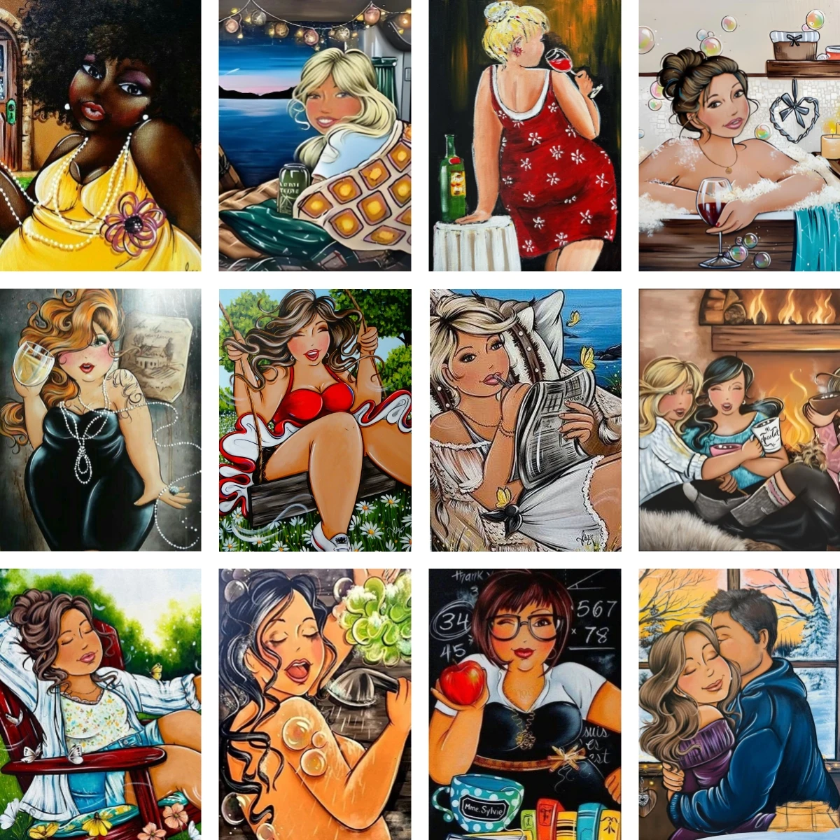 

DIY Diamond Painting Full Drill Plus Size Art Chubby Woman on Vacation Relaxing Diamond Dot Art Embroidery Mosaic Painting Kit