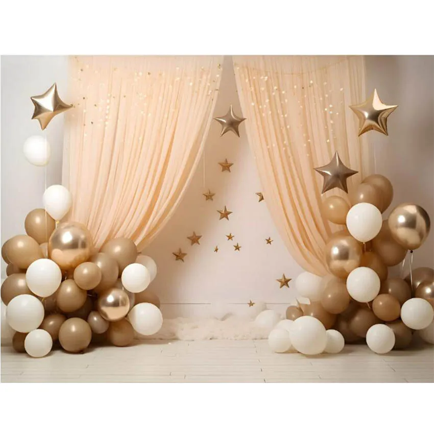 Mehofond Photography Background Light Tan Gold Balloon Garland Backdrop Kids Birthday Cake Smash Portrait Photo Studio Photocall