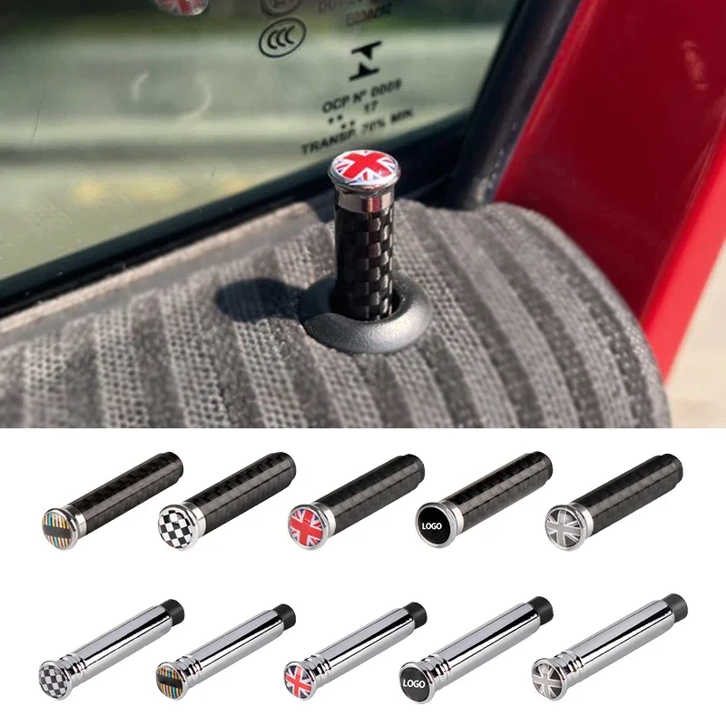 Carbono Interior Car Door Lock Knock Pin Capa Adesivo, Acessórios do carro, Mini Cooper F54 F55 F56 F57 F60 R55 R56 R58 R60, 2pcs