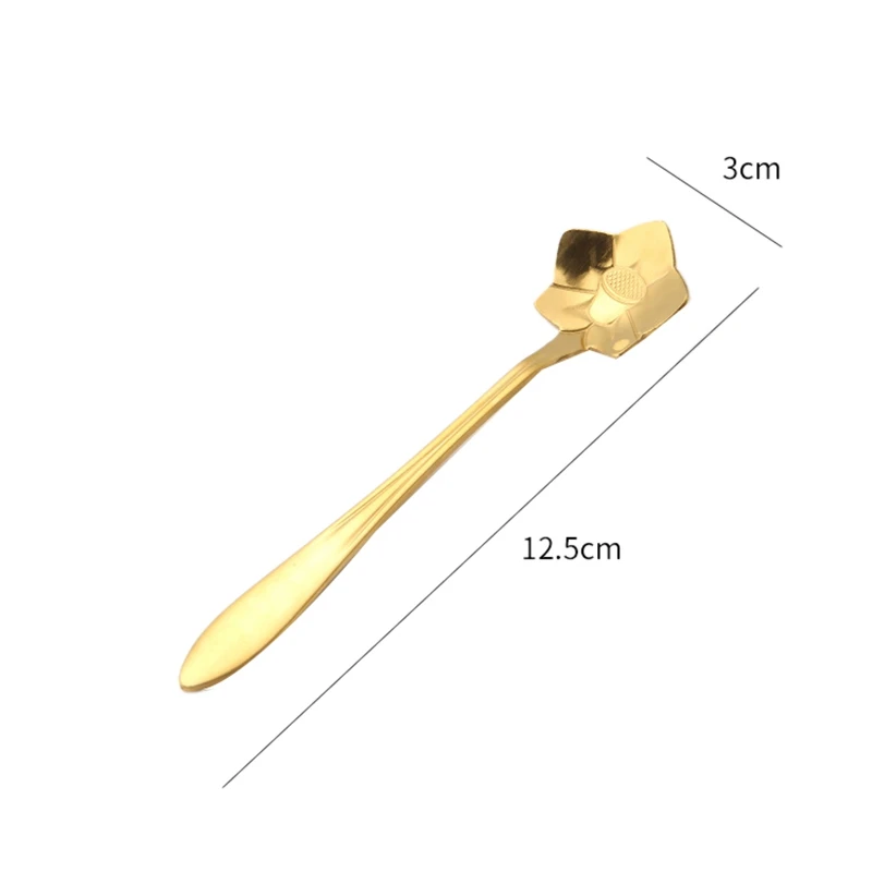 Colher De Flor De Aço Inoxidável, Sobremesa E Colher De Café, Cute Golden Sakura Rose, 12Pcs